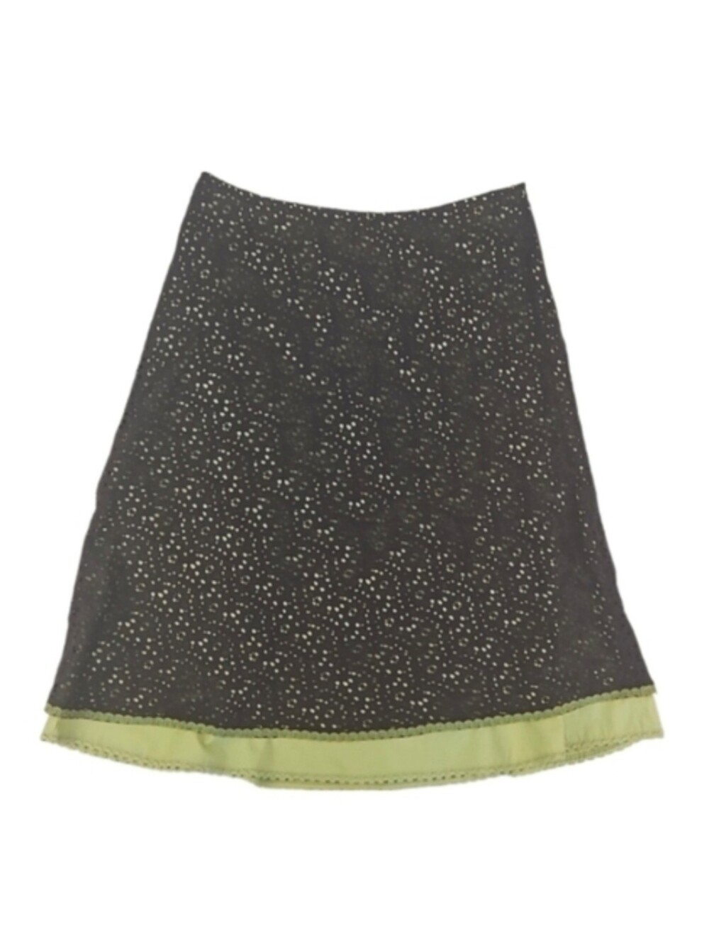 Cynthia Steffe Lime Green & Brown Perforated Lace Texture Skirt, 10